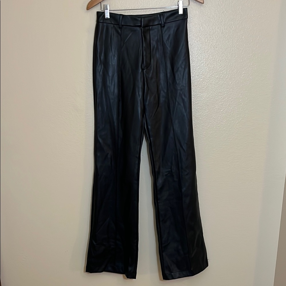 Boa Black Faux Leather Bootcut Pants